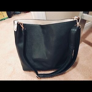 Black leather tote